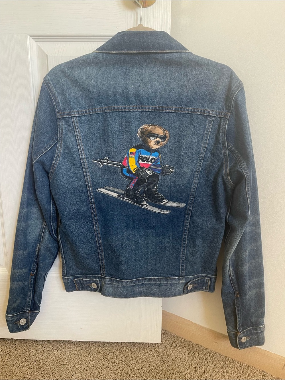Polo by Ralph Lauren Blue Denim Jacket with Ski Bear Patch
